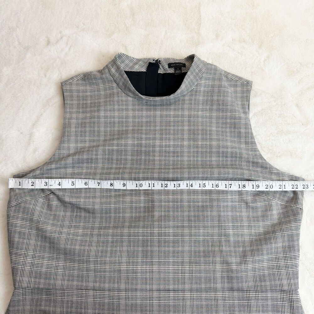 Ann Taylor Career Dress Black Ivory Tan Houndstooth Plaid Mock Neck Women’s 18 - Picture 9 of 12